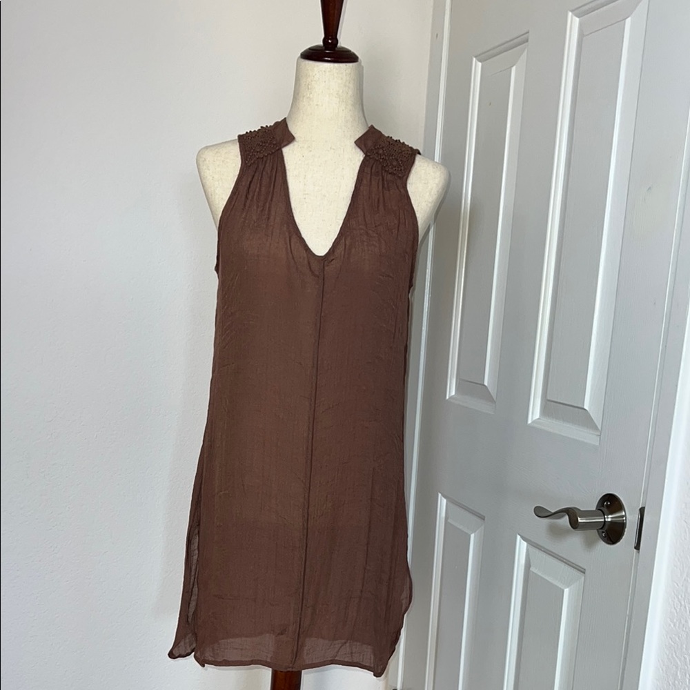 Bobeau Elegant Brown Sleeveless‎ Top